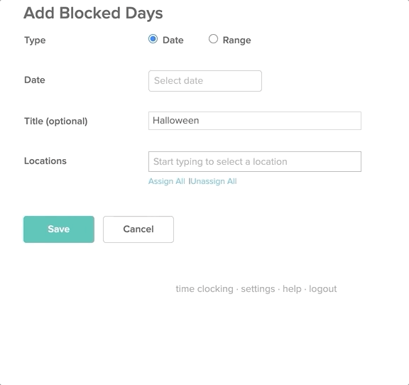 Block certain days for employee availability