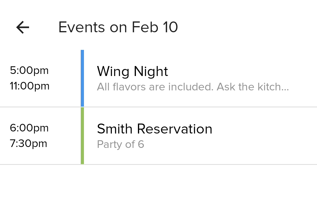 Events in 7shifts sample events in the 7shifts app calendar